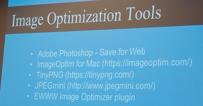 slide on image optimization from wordcamp raleigh 2018