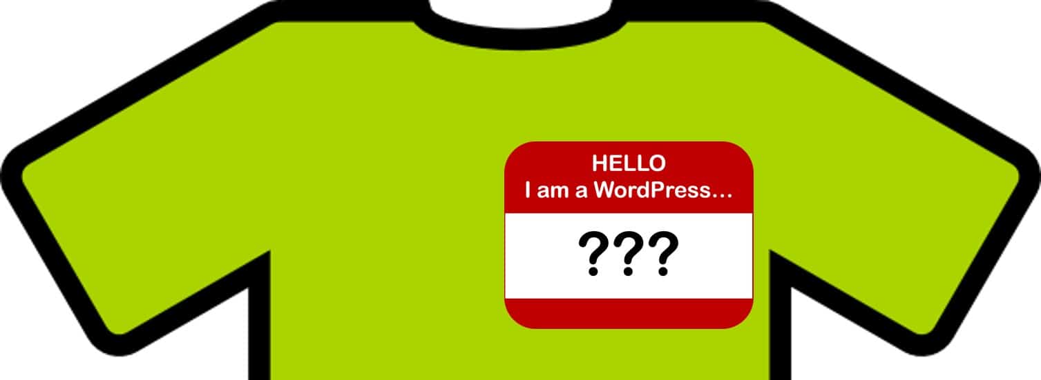 shirt with WordPress nametag