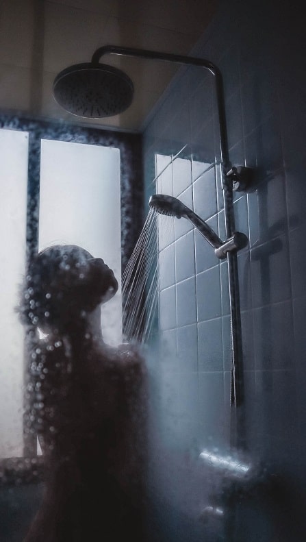woman taking a morning shower