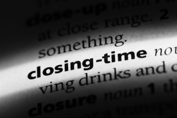 the words closing time from the dictionary